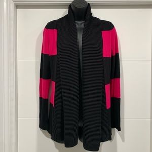 INC International Concepts Black and Pink Striped Open Front Cardigan Sweater XS